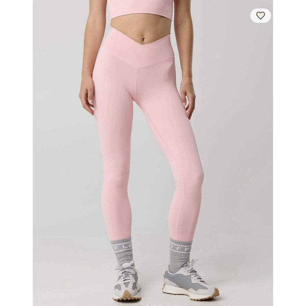 OFFLINE By Aerie Real Me High Waisted Crossover 7/8 Pink Legging Size Small READ